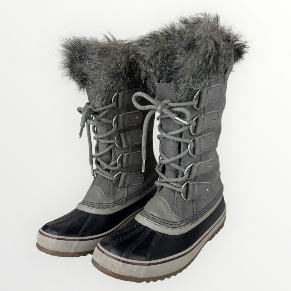 Sorel Women's Gray and Black Faux Fur Winter Boots